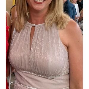 Champagne Shimmer Evening Gown